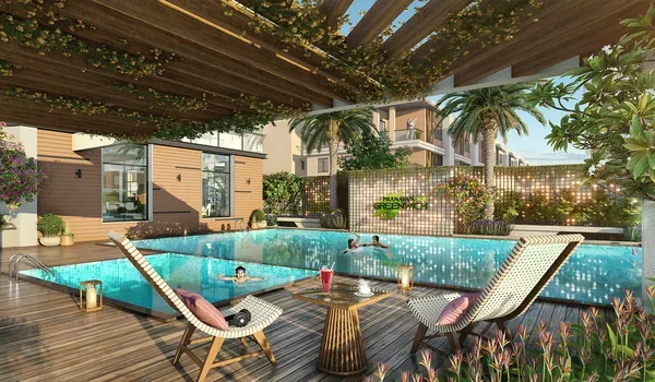 Landscaped leisure space representing lifestyle amenity zones typical of a plotted community